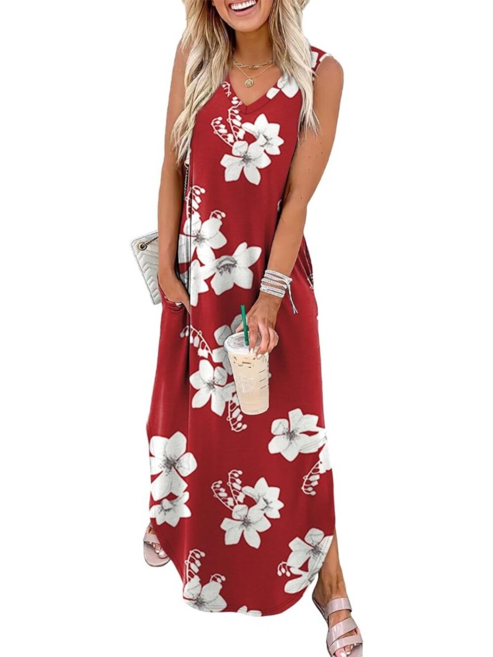 Maxi Summer Dress with Pockets - Perfect Vacation Beach Sundress 2025